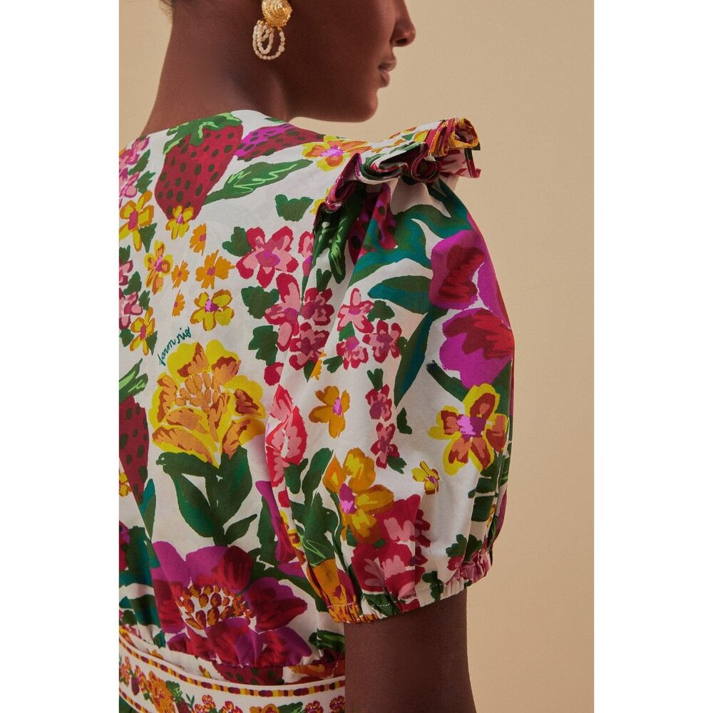 FARM RIO Romper XL Floral Off-White Flowerful Sketch Belted NEW - Picture 5 of 16